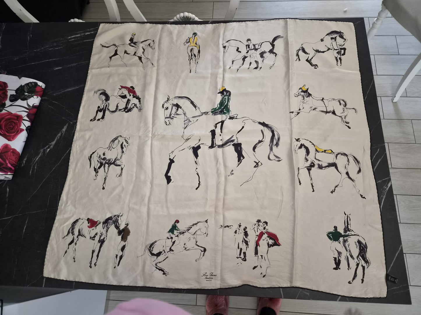 Loro Piana Scuderia MMXV Foulard 90x90 Seta Originale Cavalli Equestre