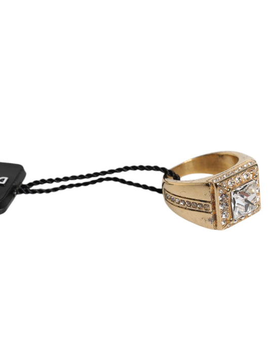 Anello color oro in argento 925 con cristalli trasparenti