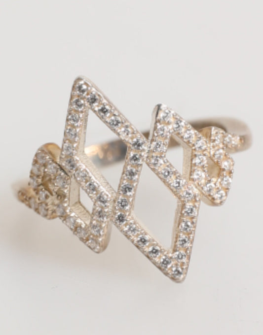 Anello dorato in argento 925 con zirconi cubici