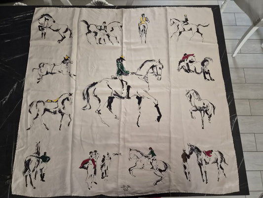 Foulard quadrato in seta con motivo equestre