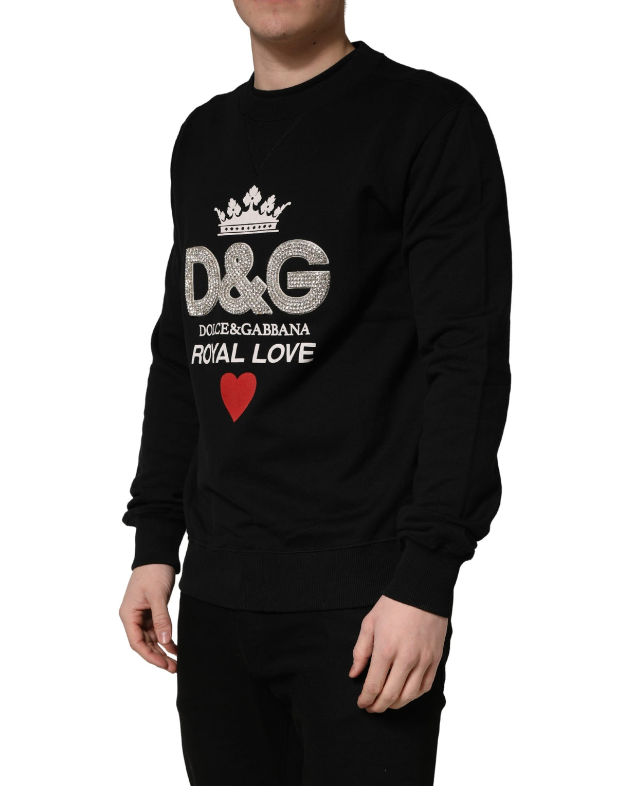 Felpa Dolce & Gabbana Uomo Royal Love Nera con Cristalli – Taglia IT 48 – foto 3