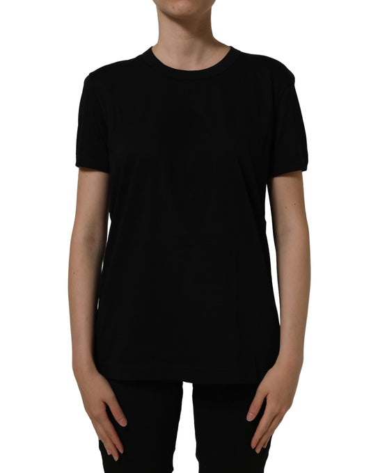 T-Shirt Dolce & Gabbana Donna Nera in Cotone Girocollo – foto 1