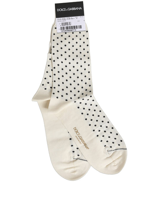 Calze Dolce & Gabbana Uomo Avorio a Pois in Cotone – Taglia L – foto 1