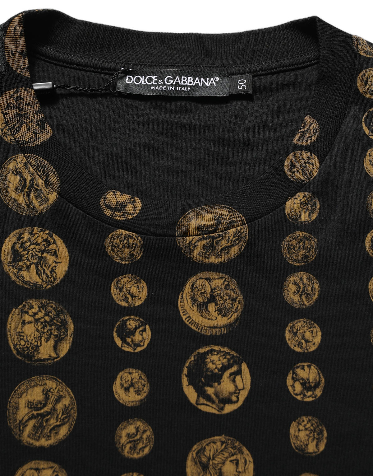 T-Shirt Dolce & Gabbana Uomo Coins Print Nera in Cotone – IT 50 / L – foto 5