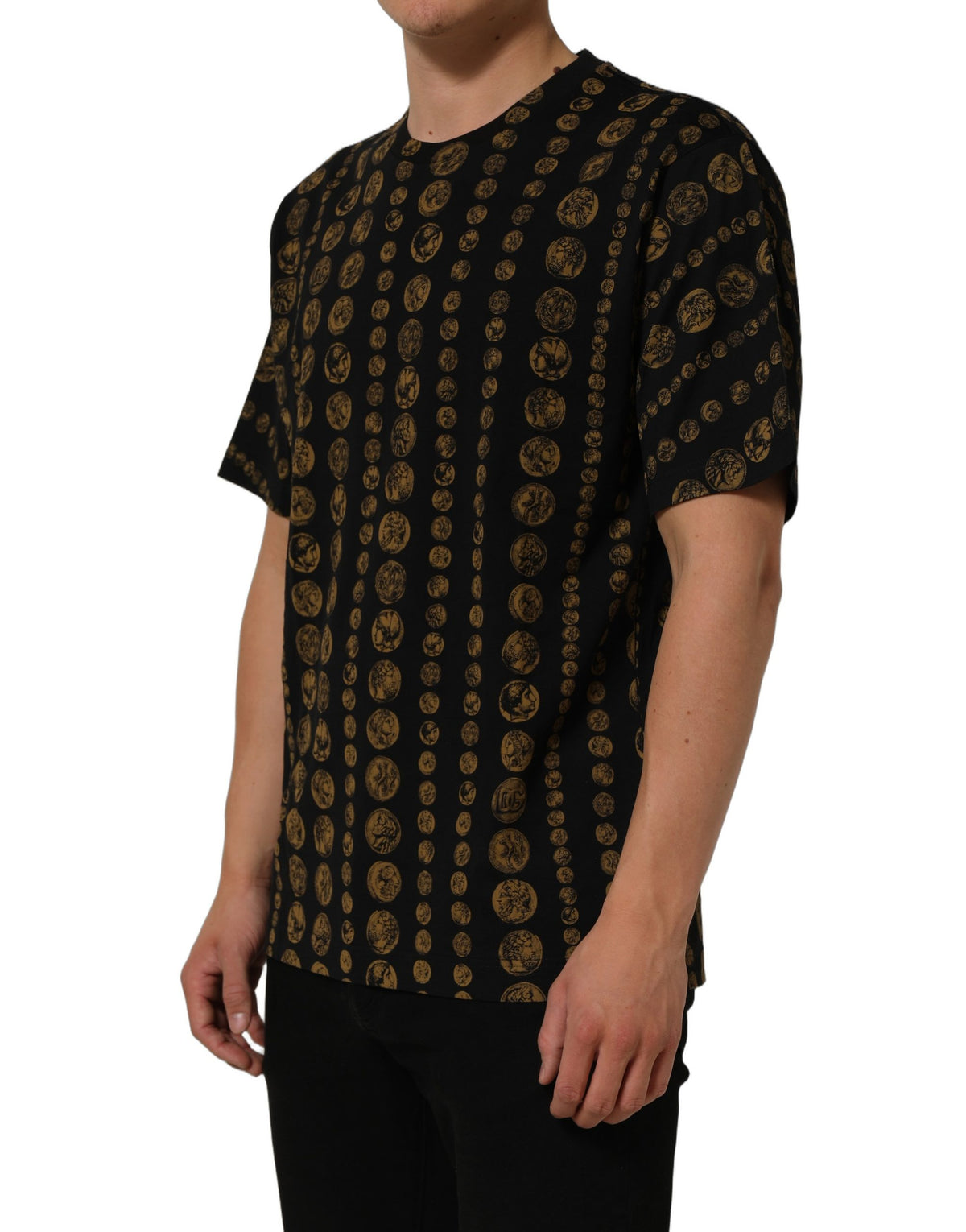 T-Shirt Dolce & Gabbana Uomo Coins Print Nera in Cotone – IT 50 / L – foto 2