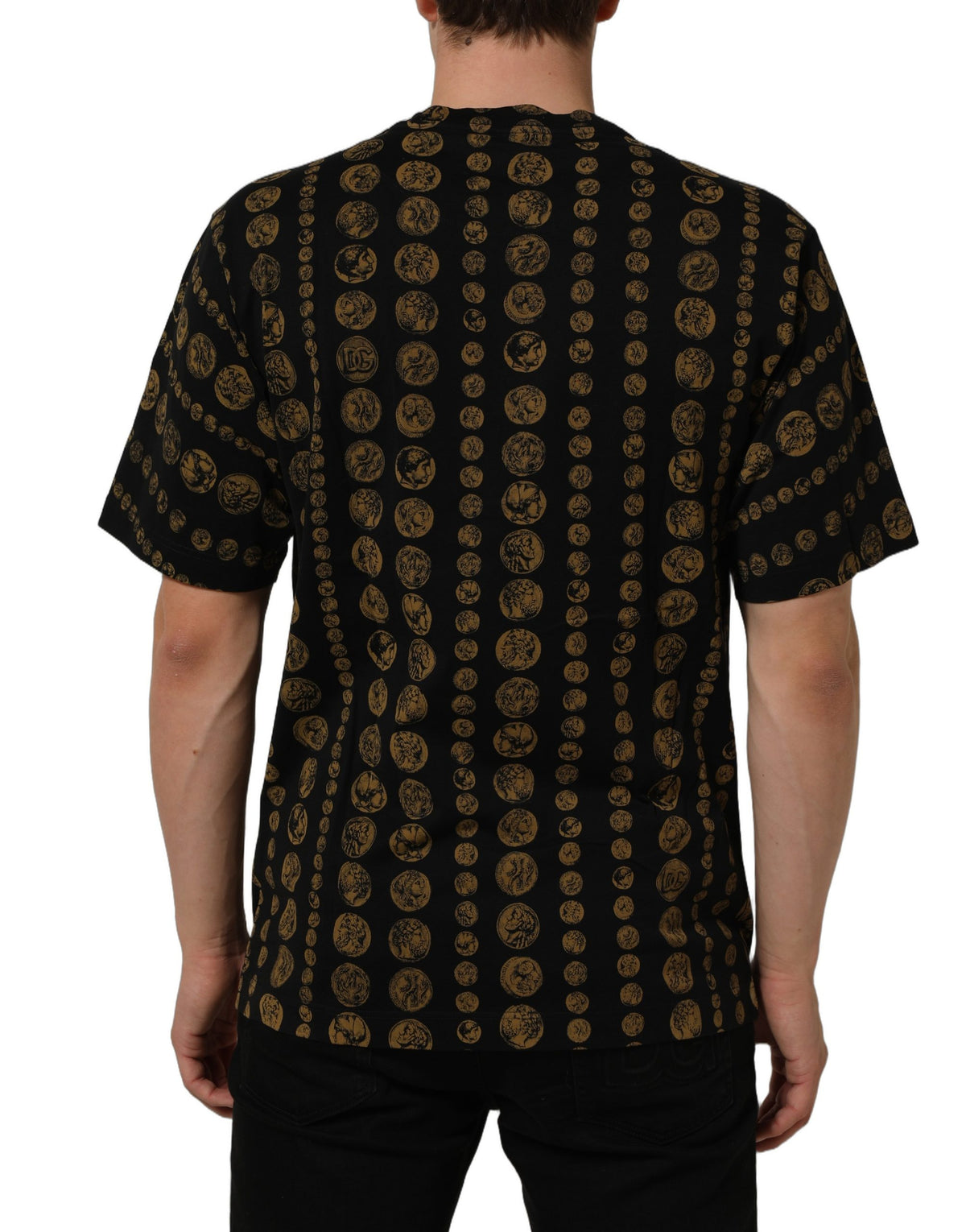 T-Shirt Dolce & Gabbana Uomo Coins Print Nera in Cotone – IT 50 / L – foto 3