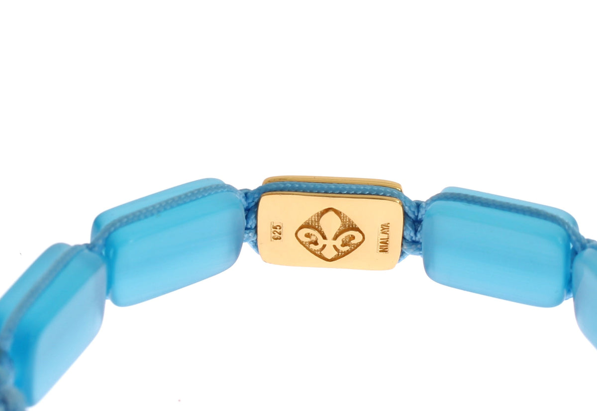 Bracciale Nialaya Donna Blu Regolabile in Argento 925 e Opale – Taglia L – foto 3