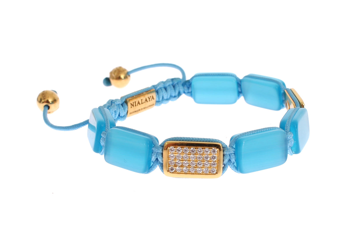 Bracciale Nialaya Donna Blu Regolabile in Argento 925 e Opale – Taglia L – foto 4