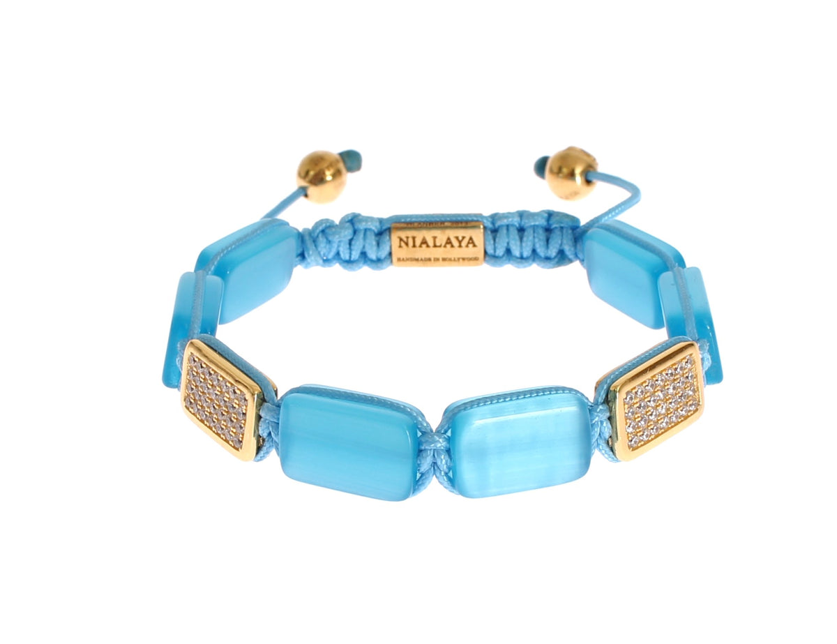 Bracciale Nialaya Donna Blu Regolabile in Argento 925 e Opale – Taglia L – foto 1