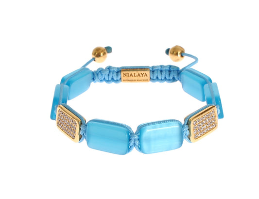 Bracciale Nialaya Donna Blu Regolabile in Argento 925 e Opale – Taglia L – foto 1