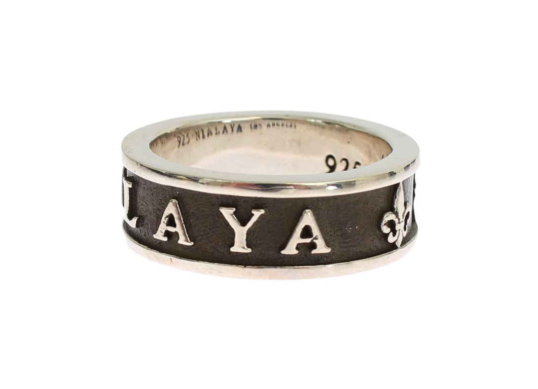 Anello Nialaya Uomo in Argento 925 Nero e Argento – EU 62 / US 10,5 – foto 4