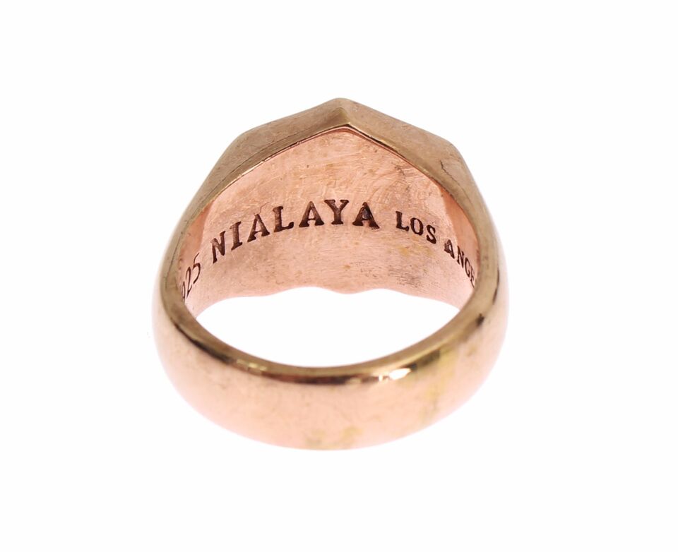Anello Nialaya Donna a Sigillo in Argento 925 Dorato con Stella – EU 50 – foto 5