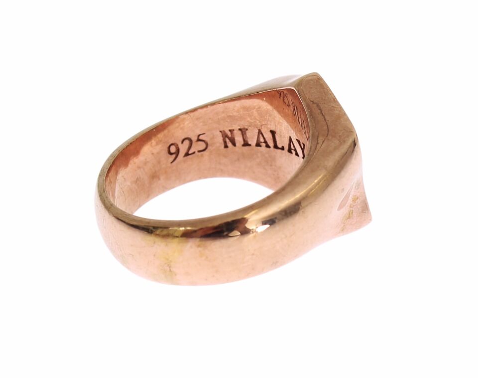 Anello Nialaya Donna a Sigillo in Argento 925 Dorato con Stella – EU 50 – foto 6
