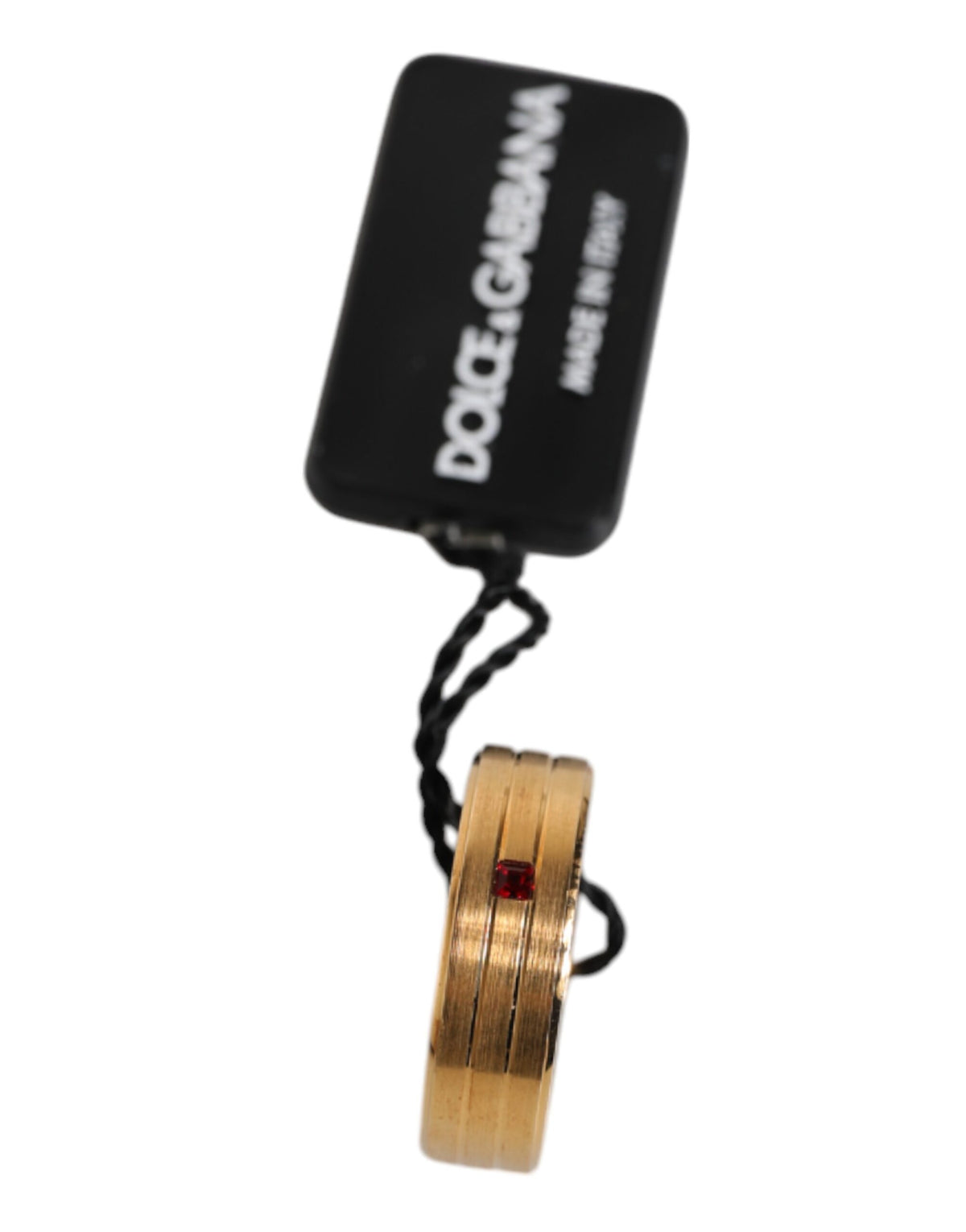 Anello Dolce & Gabbana Uomo in Ottone Dorato con Cristallo Rosso – EU 62 – foto 5