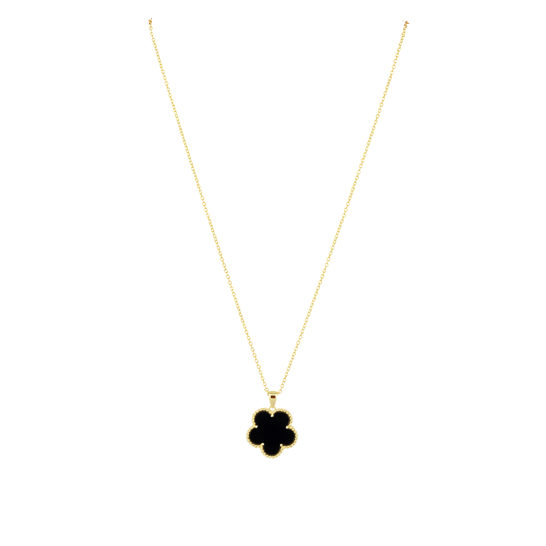 Collana Sahira Adeline dorata con pendente Clover variante Onice – foto 1