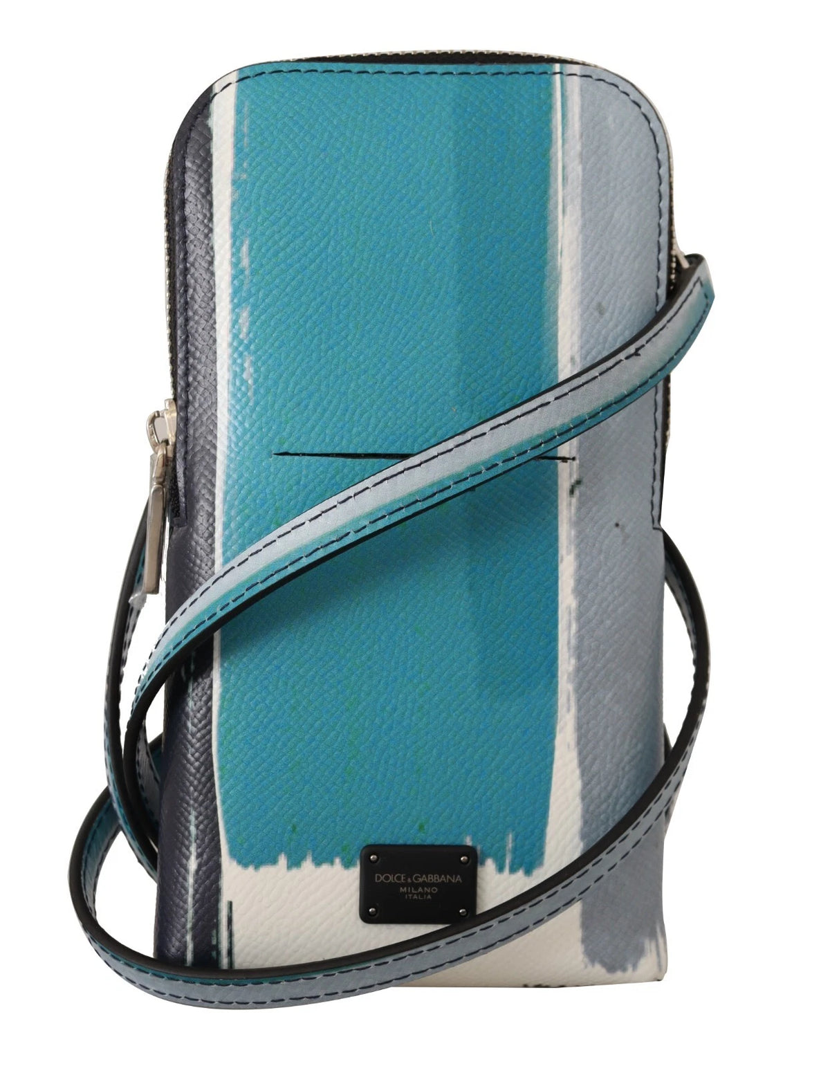 Dolce & Gabbana Phone Pocket Uomo in Pelle di Vitello con Tracolla – Blu – foto 1