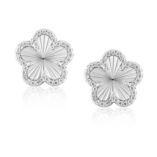 Orecchini Sahira Adeline Clover pavé color argento da 12 mm – foto 1