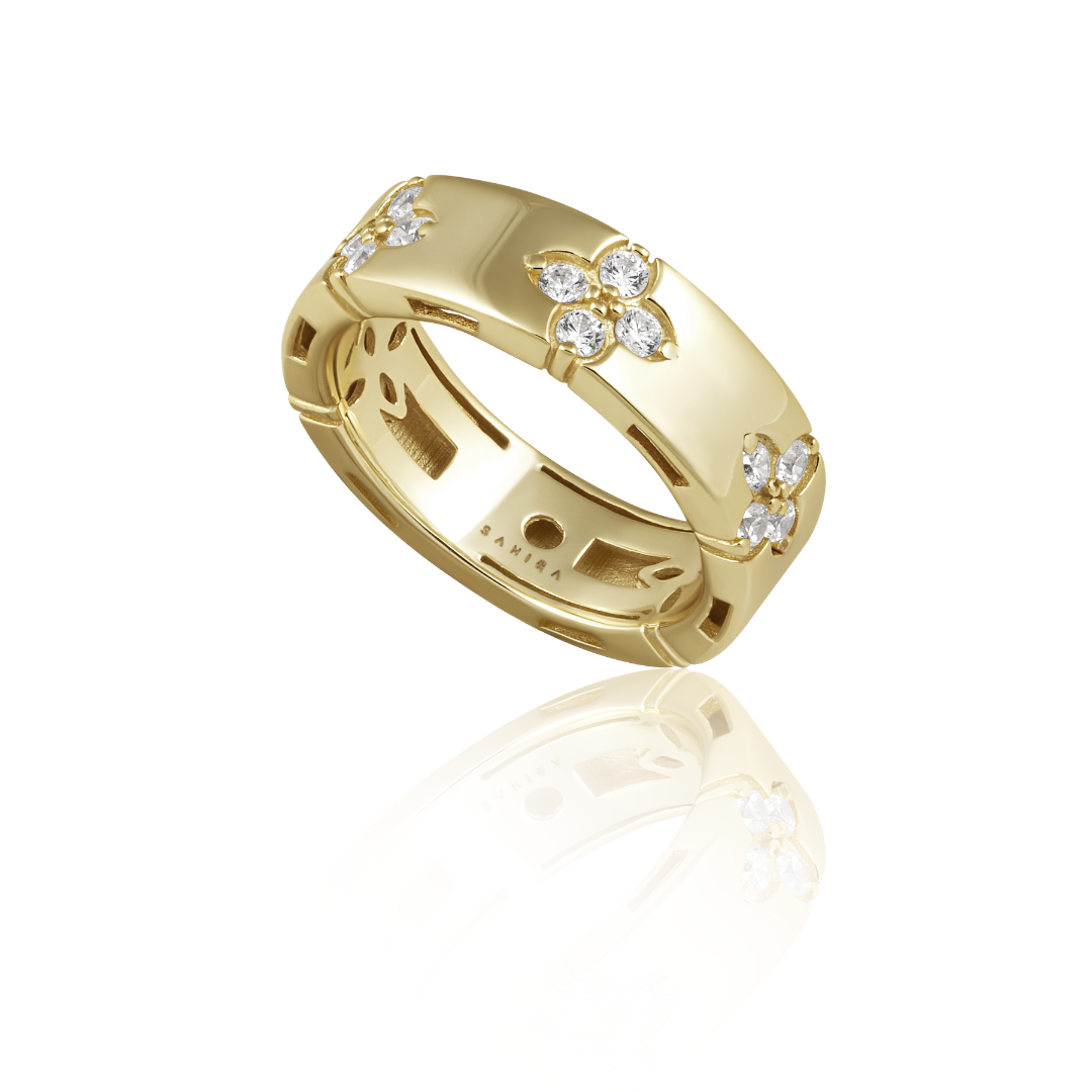 Anello Sahira Fallon Clover dorato con zirconi CZ misura 7 – foto 1