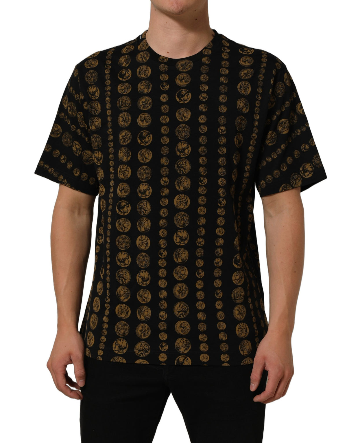 T-Shirt Dolce & Gabbana Uomo Coins Print Nera in Cotone – IT 50 / L – foto 1