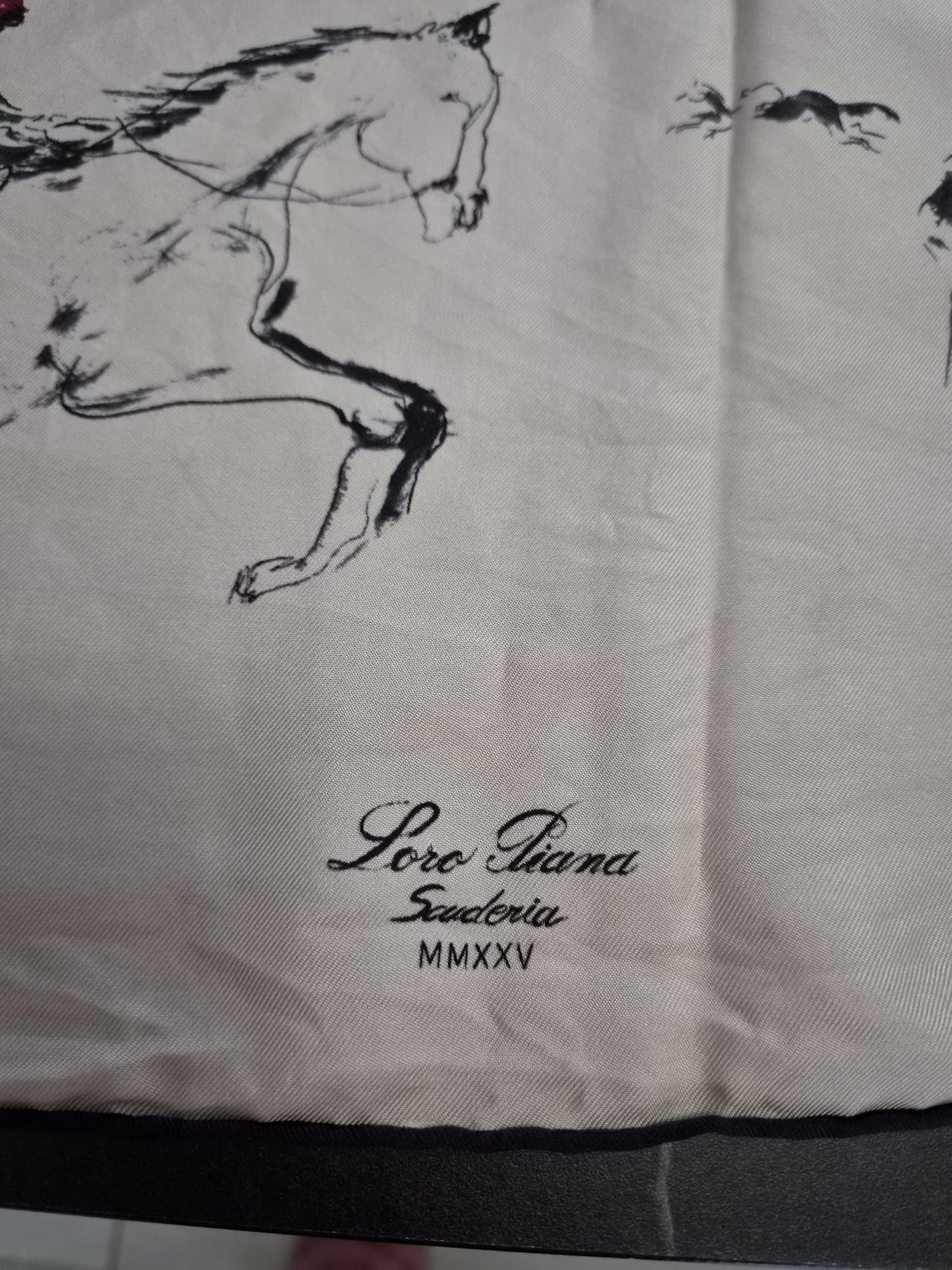 Loro Piana Scuderia MMXV Foulard 90x90 Seta Originale Cavalli Equestre