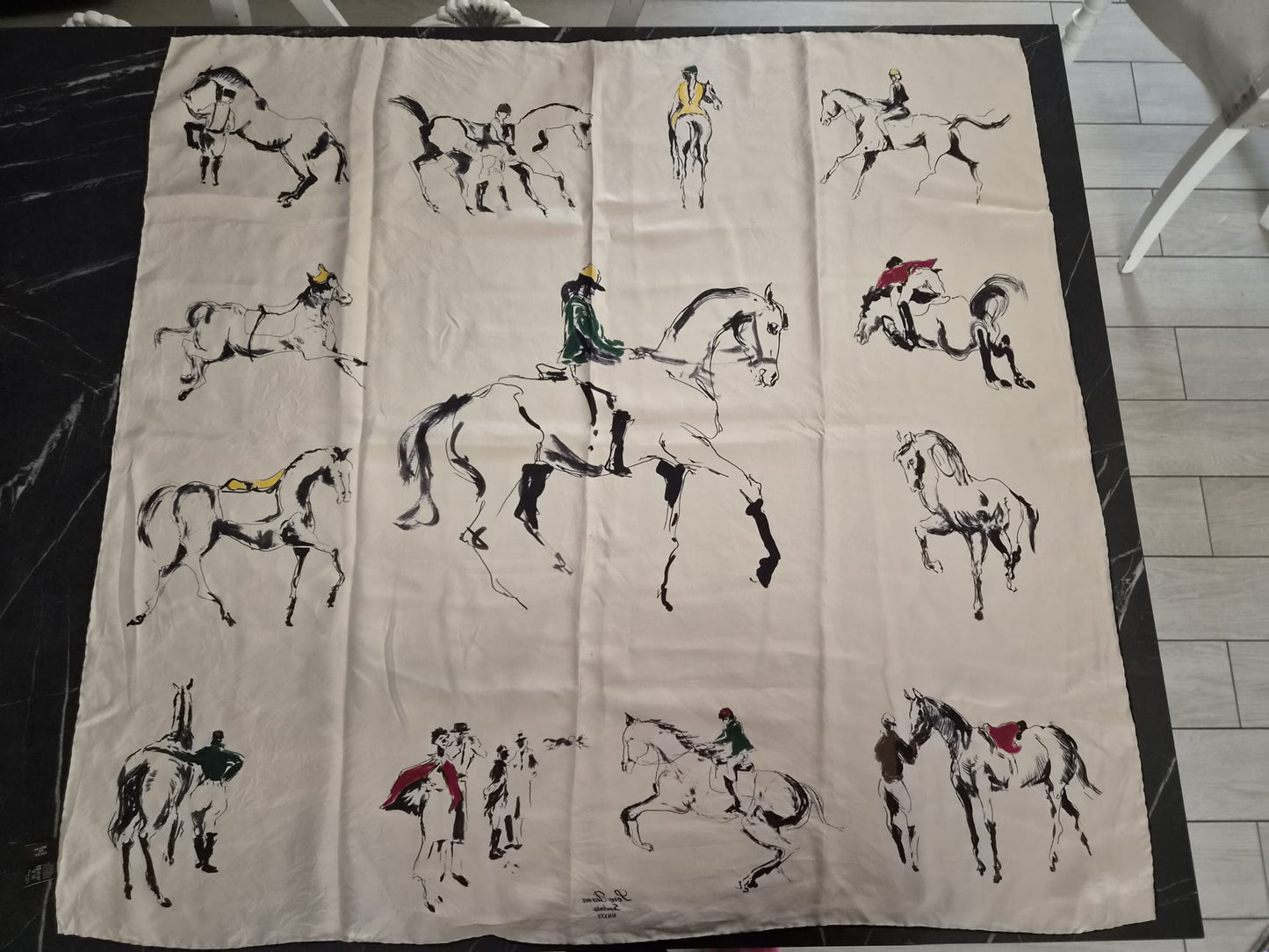 Loro Piana Scuderia MMXV Foulard 90x90 Seta Originale Cavalli Equestre