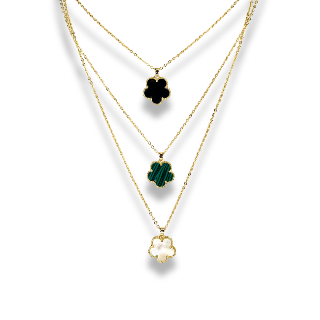 Collana Sahira Adeline dorata con pendente Clover variante Onice – foto 6