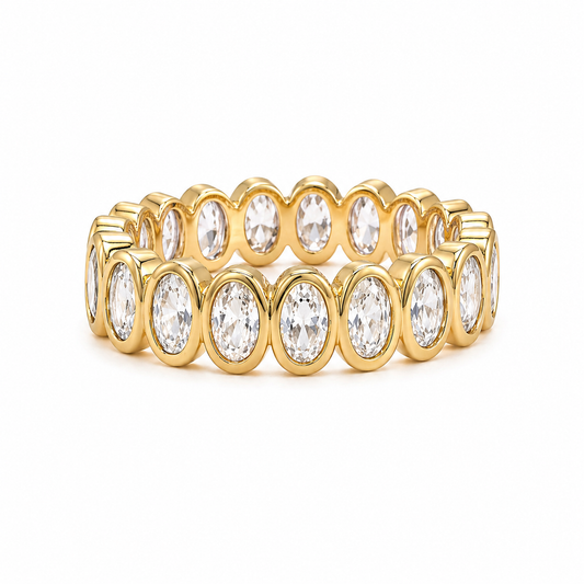 Anello eternity Sahira dorato con zirconi CZ ovali misura 7 – foto 1
