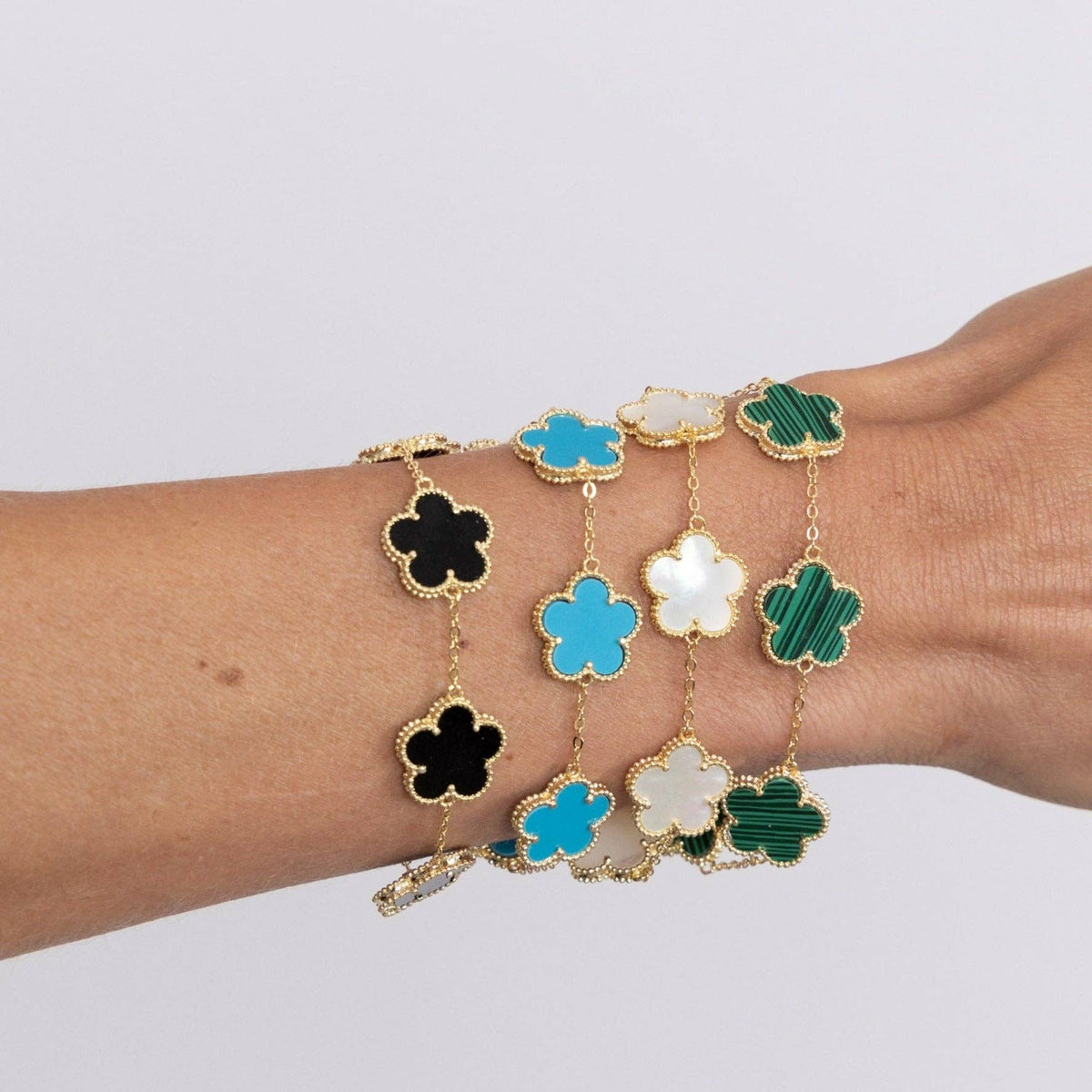 Bracciale Sahira Adeline Clover dorato variante Onice – foto 3