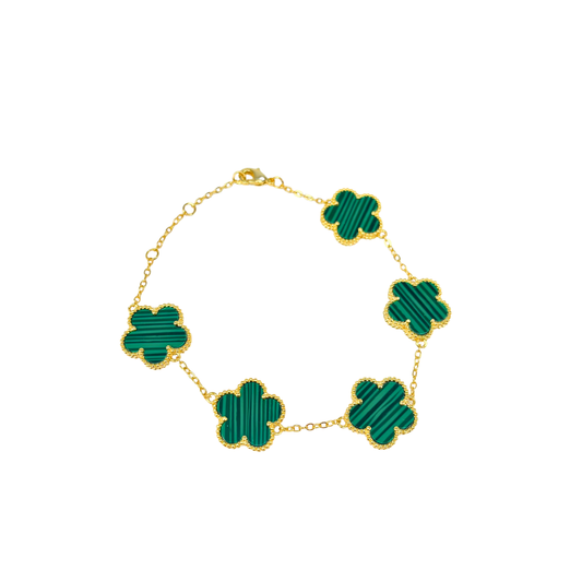 Bracciale Sahira Adeline Clover dorato variante Malachite – foto 1