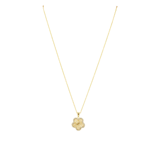 Collana Sahira Adeline Clover dorata con contorno pavé – foto 1